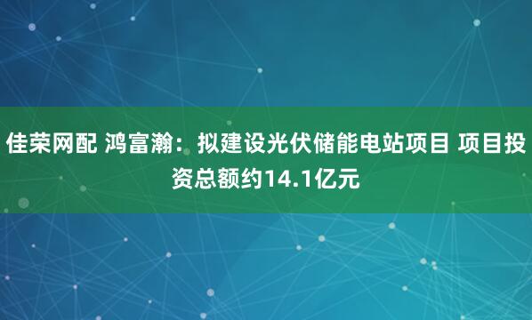 佳荣网配 鸿富瀚：拟建设光伏储能电站项目 项目投资总额约14.1亿元
